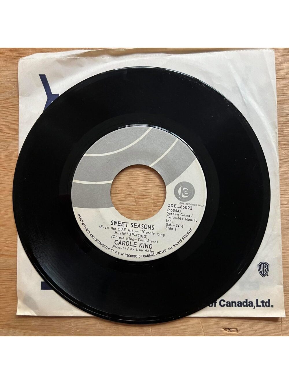 Carole King - Sweet Seasons/Pocket Money 45rpm VG+ R13
